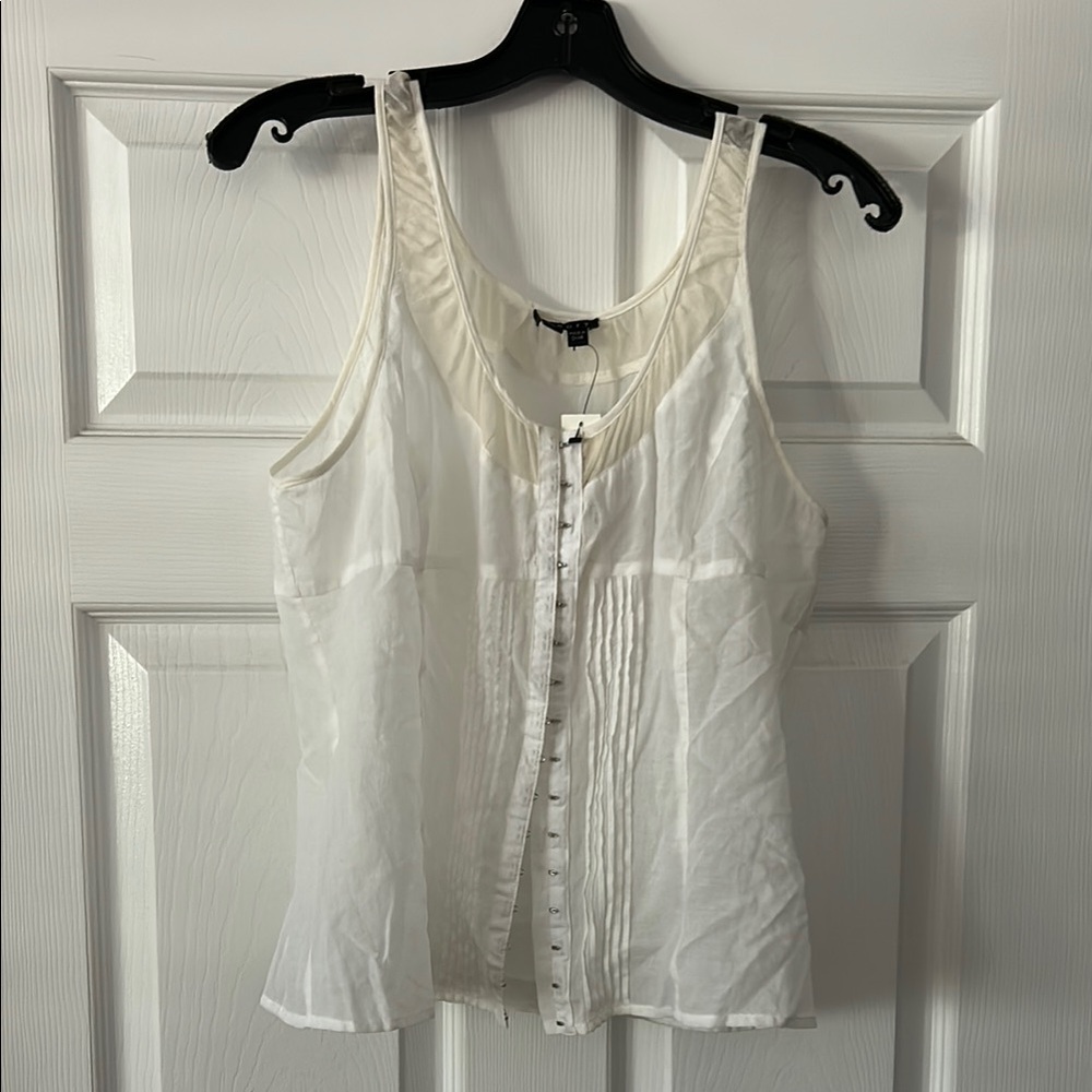 Theory White Sleeveless Fitted Tank Top